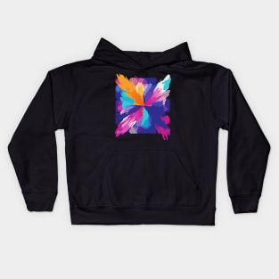 an abstract t-shirt featuring watercolor-inspired brush strokes and colors. Incorporating flowing and vibrant hues to create a dynamic and artistic composition Kids Hoodie